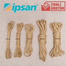 İpsan 4 mm Dekoratif Jüt Hasır Ip Doğal Halat Dıy Kendir Ipi 70 Metre