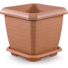 ToXA 44 Litre Tabaklı Mocha Kare Büyük Boy Plastik Bahçe Çiçek Saksısı Hisar Kale No4