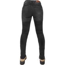 The Biker Jeans Evo Ultra Flexi Smoky Black Korumalı Motosiklet Kot Pantolonu Kadın