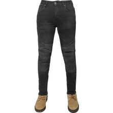 The Biker Jeans Evo Ultra Flexi Smoky Black Korumalı Motosiklet Kot Pantolonu Kadın