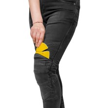 The Biker Jeans Evo Ultra Flexi Smoky Black Korumalı Motosiklet Kot Pantolonu Kadın