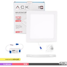 ACK 18W Sıva Üstü Kare LED Panel Armatür Beyaz Gövde 3000K Gün Işığı