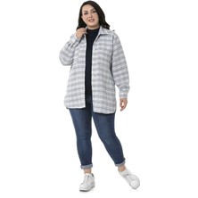 Disentis Modest Büyük Beden Yanı Yırtmaçlı ve Cepli Mavi Ceket Gömlek