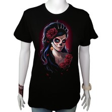 Mr.Thinker Kadın TShirt Siyah 'muertos' Baskılı Xl
