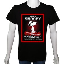 Mr.Thinker Genç TShirt Siyah 'snoopy1' Baskılı Xl