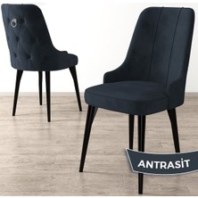 Canisa Concept Enoa Serisi Siyah Gürgen Ayaklı Babyface Kumaş Gümüş Halkalı Sandalye