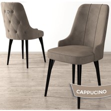 Canisa Concept Enoa Serisi Siyah Gürgen Ayaklı Babyface Kumaş Gümüş Halkalı Sandalye