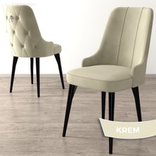 Canisa Concept Enoa Serisi Siyah Gürgen Ayaklı Babyface Kumaş Gümüş Halkalı Sandalye