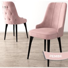 Canisa Concept Enoa Serisi Siyah Gürgen Ayaklı Babyface Kumaş Gümüş Halkalı Sandalye