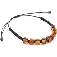 Murty99 Hakiki Doğal Makrome Model Damla Kehribar Bileklik 001