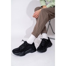 Modabuymus Siyah Taşlı Sneaker Kadın Spor Ayakkabı - Dofi
