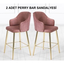 Pi Sandalye Perry Silinebilir Babyface Kumaş Gold Ayak Ada Mutfak ve Bar Sandalyesi Bar Taburesi 2'li