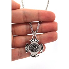 Kolbi Ornate Mistik Göz Figürlü Gothic Kolye Antik Gümüş Kaplama