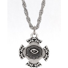 Kolbi Ornate Mistik Göz Figürlü Gothic Kolye Antik Gümüş Kaplama