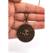 Kolbi Karayip Korsanları Para Kolye Jack Sparrow Madalyon Kolye Antik Sarı
