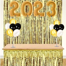 Çıtı Pıtı Store 2023 Yılbaşı Arka Fon Süsleme Seti Gold