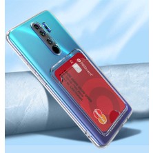 Enfein Xiaomi Redmi Note 8 Pro Ile Uyumlu Kılıf Kartlıklı Cart Case Clear Silikon Kapak Şeffaf