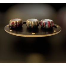 1001 Fırça Polyester Mumluk Sukulentlik 3'lü Set + Mdf Tepsi