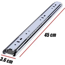 Badem10 Bilyalı Dolap Çekmece Rayı Metal En 3.6 cm Uzunluk 45 cm