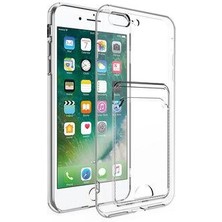 Smody Apple iPhone 8 Plus Kılıf Kartlıklı Şeffaf Setra Clear Silikon Kapak