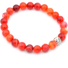 Murty99 Doğal Madagaskar Çizgili Kırmızı Akik Bileklik 1.kalite