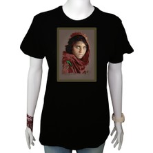 Mr.Thinker Kadın T-Shirt Siyah 'afgan Kız' Baskılı Xl
