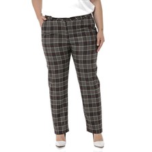 Disentis Modest Büyük Beden Dar Paça Cepli Siyah Kırmızı Ekose Pantolon