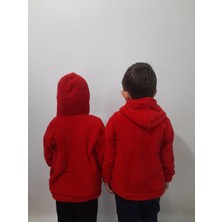 Sweet's Collection Unisex Kız Erkek Genç Çocuk Welsoft Peluş Kapüşonlu Cepli Ceket