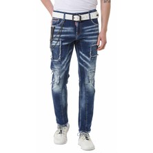 Cipo & Baxx CD782 Mavi Yırtık Yamalı Kot Pantolon