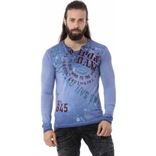 Cipo & Baxx CL512 V Yaka Mavi Ince Sweatshirt