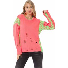 Cipo & Baxx WP241 Vintage Salaş Yırtıklı Neon Kazak