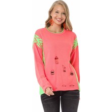 Cipo & Baxx WP241 Vintage Salaş Yırtıklı Neon Kazak
