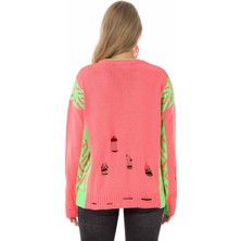 Cipo & Baxx WP241 Vintage Salaş Yırtıklı Neon Kazak