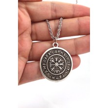 Kolbi Iskandinav Vegvisir Pusula Kolye Viking Runes Kolye