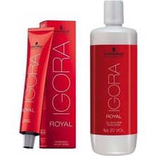 Schwarzkopf 9 Adet Igora Royal 7-65 Kumral-Çikolata Altın Saç Boyası + 1l Oksidan