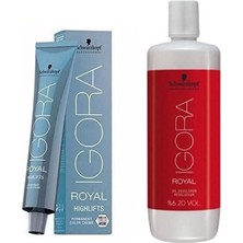 Schwarzkopf 2 Adet Igora Royal Highlifts 10-46 Ultra Sarı Bej Çikolata Saç Boyası + 1l Oksidan