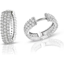 Lilarote 1.20 Ct Üç Sıra Pırlanta Tamtur Halka Küpe