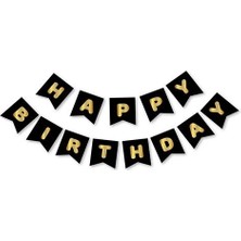 Çıtı Pıtı Store Siyah Gold Happy Yaldızlı Banner