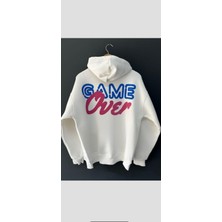 MEİLİFENG Game Over Baskılı Kapşonlu Sweatshirt Pamuk