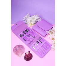 Iman Of Noble Mor Renk Deri Çantalı 12 Parça Manikür-Pedikür Seti Çok Amaçlı Kullanım İçin