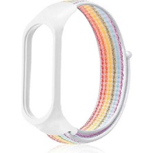 TahTicMer Xiaomi Mi Band 4 Uyumlu Kordon Kumaş Örgü Spor Kayış Hasır Renkli Kordon Karışık