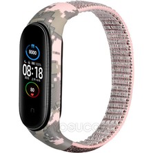 TahTicMer Xiaomi Mi Band 3 Uyumlu Kordon Leopar Renkli Desenli Hasır Kayış Spor Kordon Rosegold-Bakır