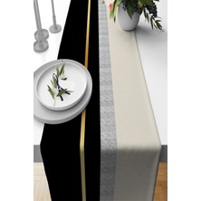 Siyah Premium Tay Tüyü Dokuma Leke Tutmaz Kumaş Masa Örtüsü Runner 40X140CM RNR482