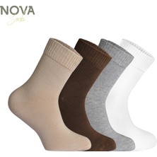 Nova Socks Kadın 4'lü Bambu Lastiksiz Sıkmayan Extra Rahat Şeker Çorabı / Çorap