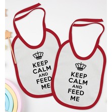 Bk Kids Keep Calm Tasarımlı 2’li Kırmızı Mama Önlüğü-1