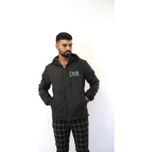 Eliesar Elite Erkek Siyah Baskılı Yağmurluk