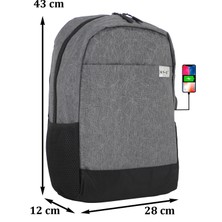 Case Club USB Aparatlı Ithal Laptop Sırt Çantası 15,6'' Inç Darbe Emici Su Geçirmez Kumaş