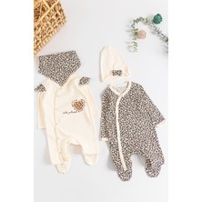 Babymod Leopar Desenli 2'li Uzun Kollu Kız Bebek Tulum Takım