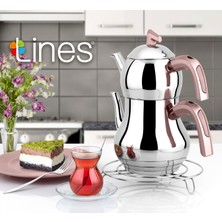 Lines Şahmeran Paslanmaz Çelik Çaydanlık Soft Kulp - Rosegold