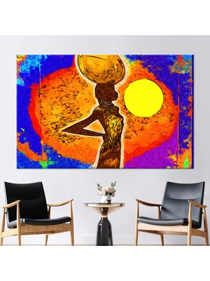 Kayra Export 1 Parça Kanvas Tablo, Güneşli Afrikalı Kadın, Soyut Kanvas Poster, Moda Sanat Eseri,